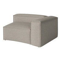 Gray upholstered modular sofa piece featuring a soft, textured fabric with a minimalistic design.