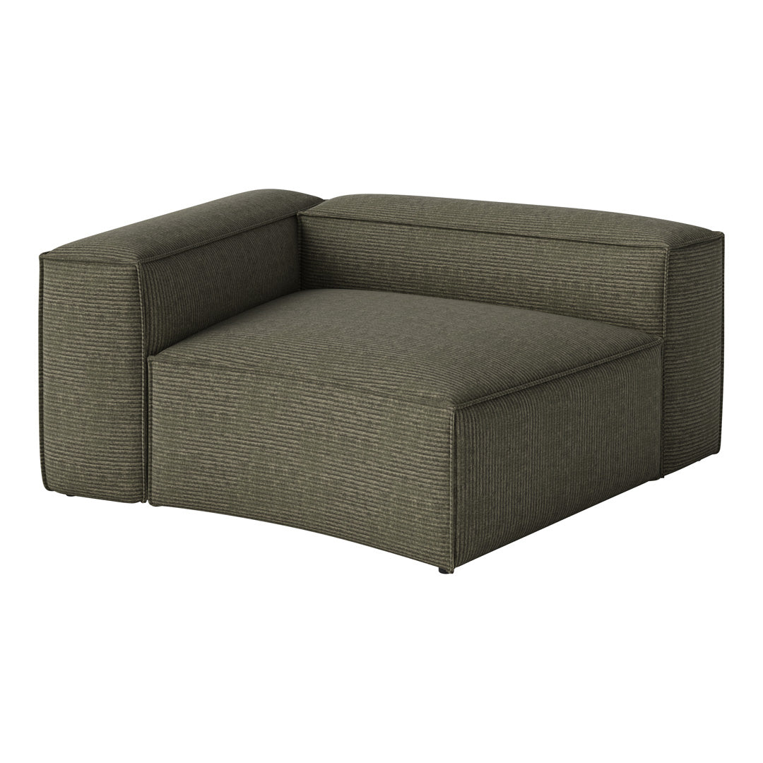 Olive green modular chair with a textured stripe pattern for a modern, stylish look.