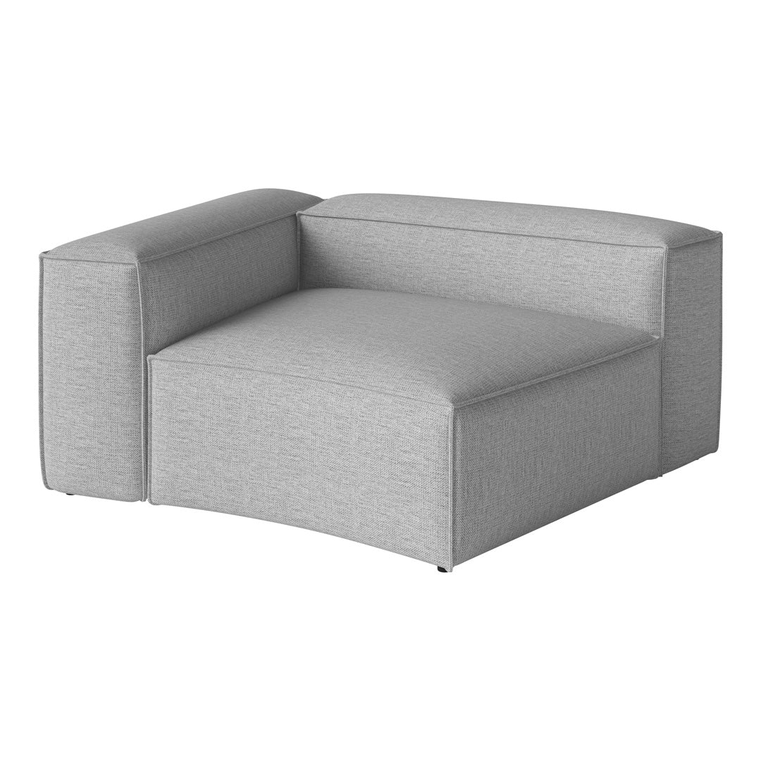 Gray textured fabric lounge chair with clean lines and minimalistic design, perfect for modern interiors.