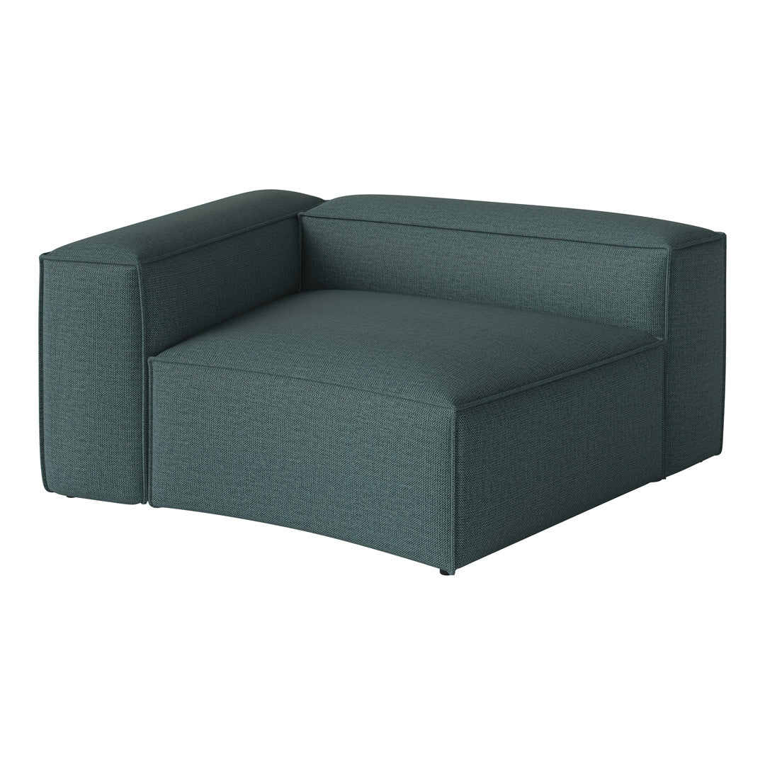 Teal modern armchair with a textured pattern, featuring clean lines and a minimalist design. Perfect for contemporary decor.