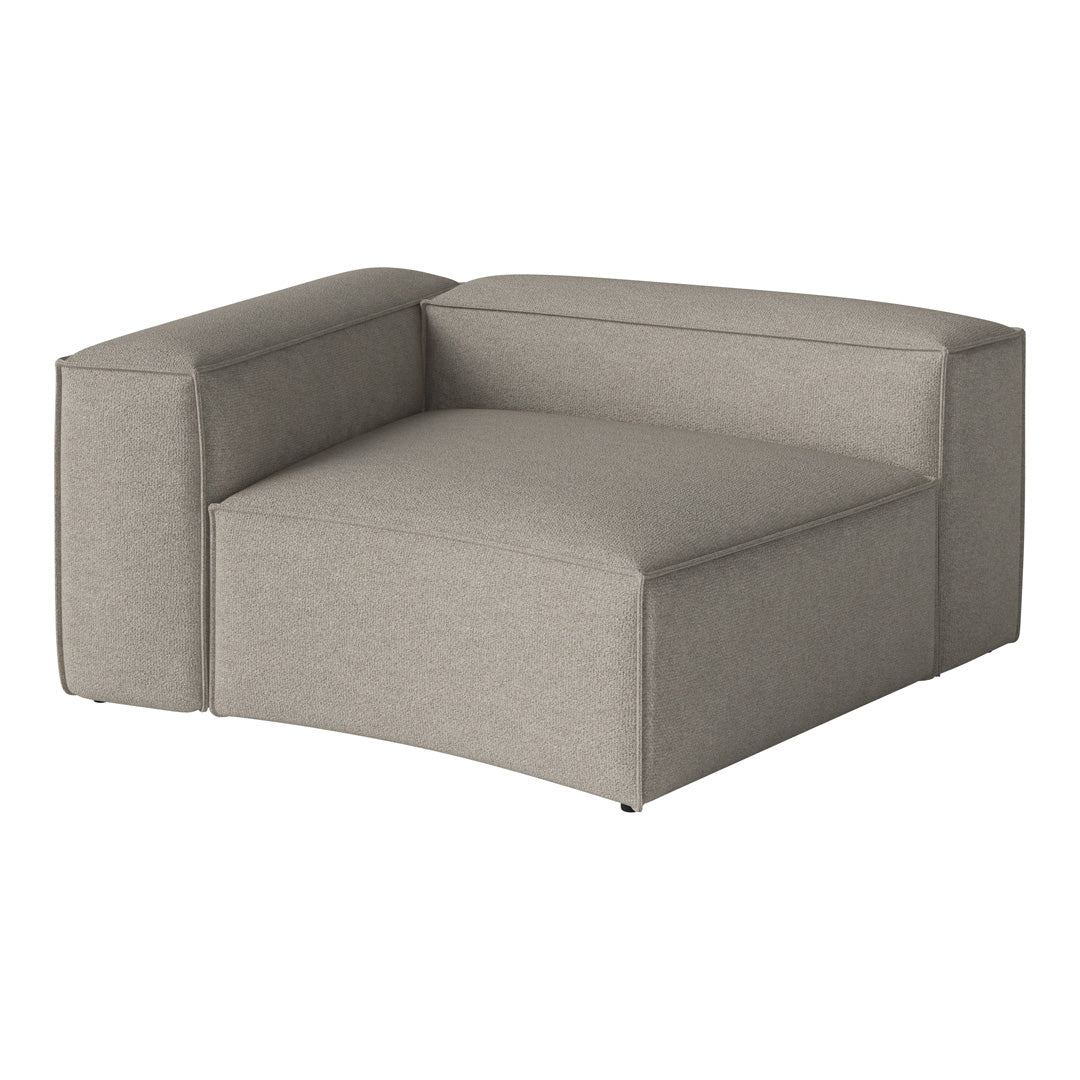 Gray upholstered corner sofa with a clean, modern design and subtle texture. Ideal for contemporary decor.