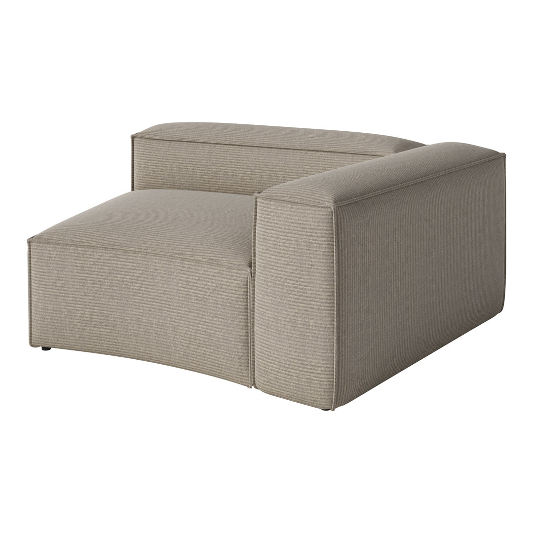 Taupe upholstered chair with a subtle striped pattern, offering a modern and neutral design aesthetic.
