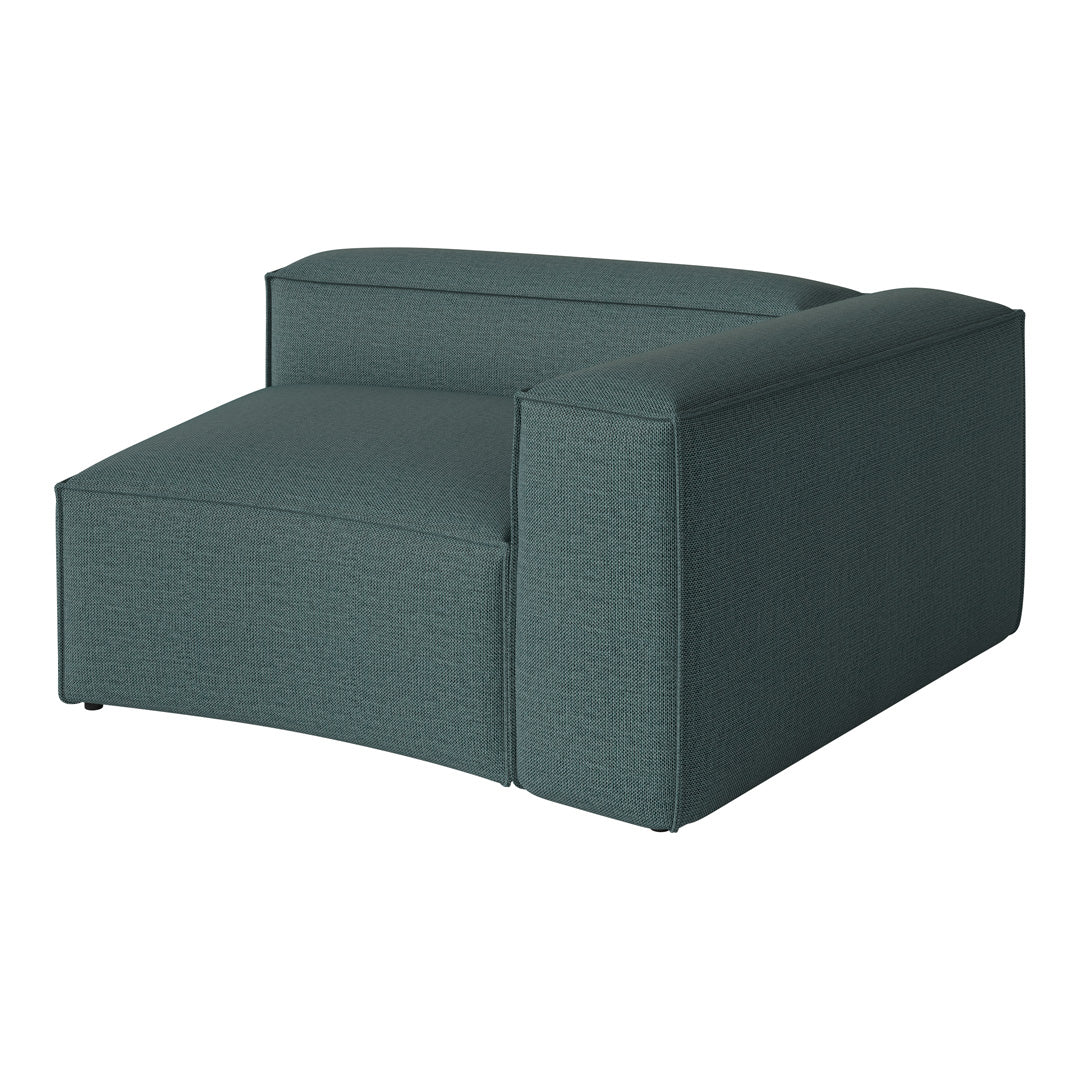 Teal upholstered corner chair with a textured fabric and modern design, perfect for stylish living spaces.