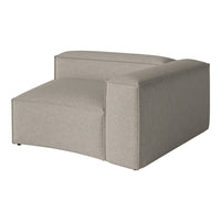 Gray textured fabric armchair with a modern, minimalist design. Sleek lines and a contemporary style.