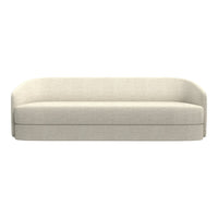 Light beige sofa with a smooth, minimalist design and rounded edges, ideal for contemporary home decor.