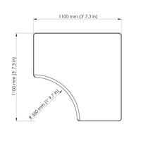 "Rectangular table design with clean lines, featuring a modern white finish and curved edge detail."
