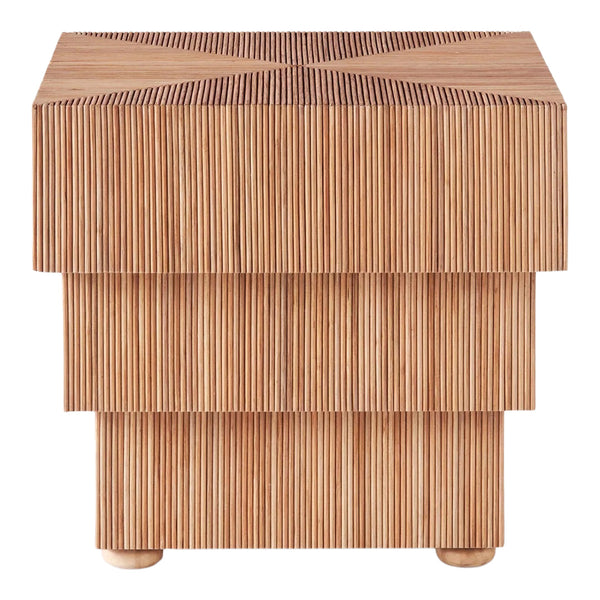 Natural wood color with vertical ribbed pattern for a contemporary and textured look.