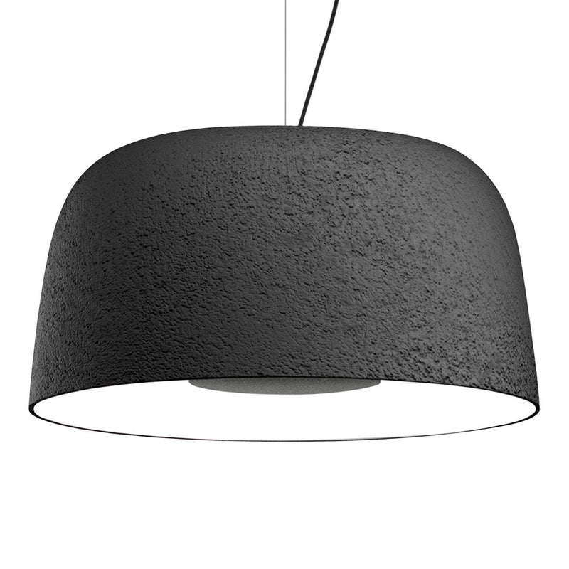 Modern black pendant lamp with a textured finish, perfect for minimalist and industrial decor.