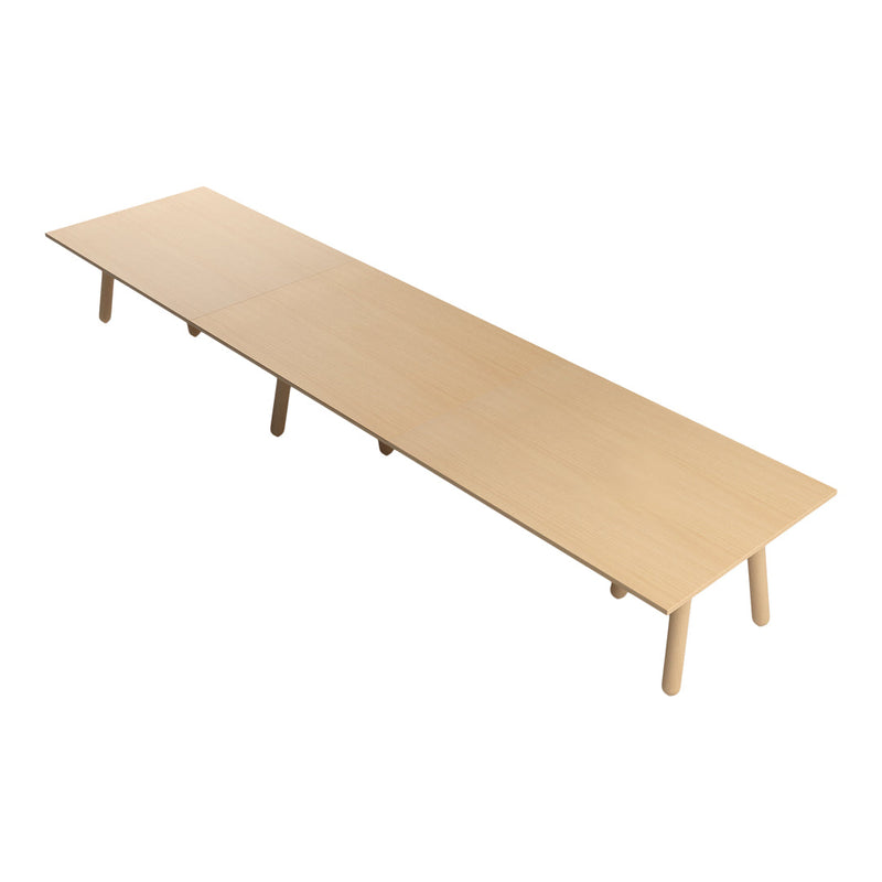 Light blonde wood table with a smooth, minimalist design and tapered legs; perfect for modern interiors.