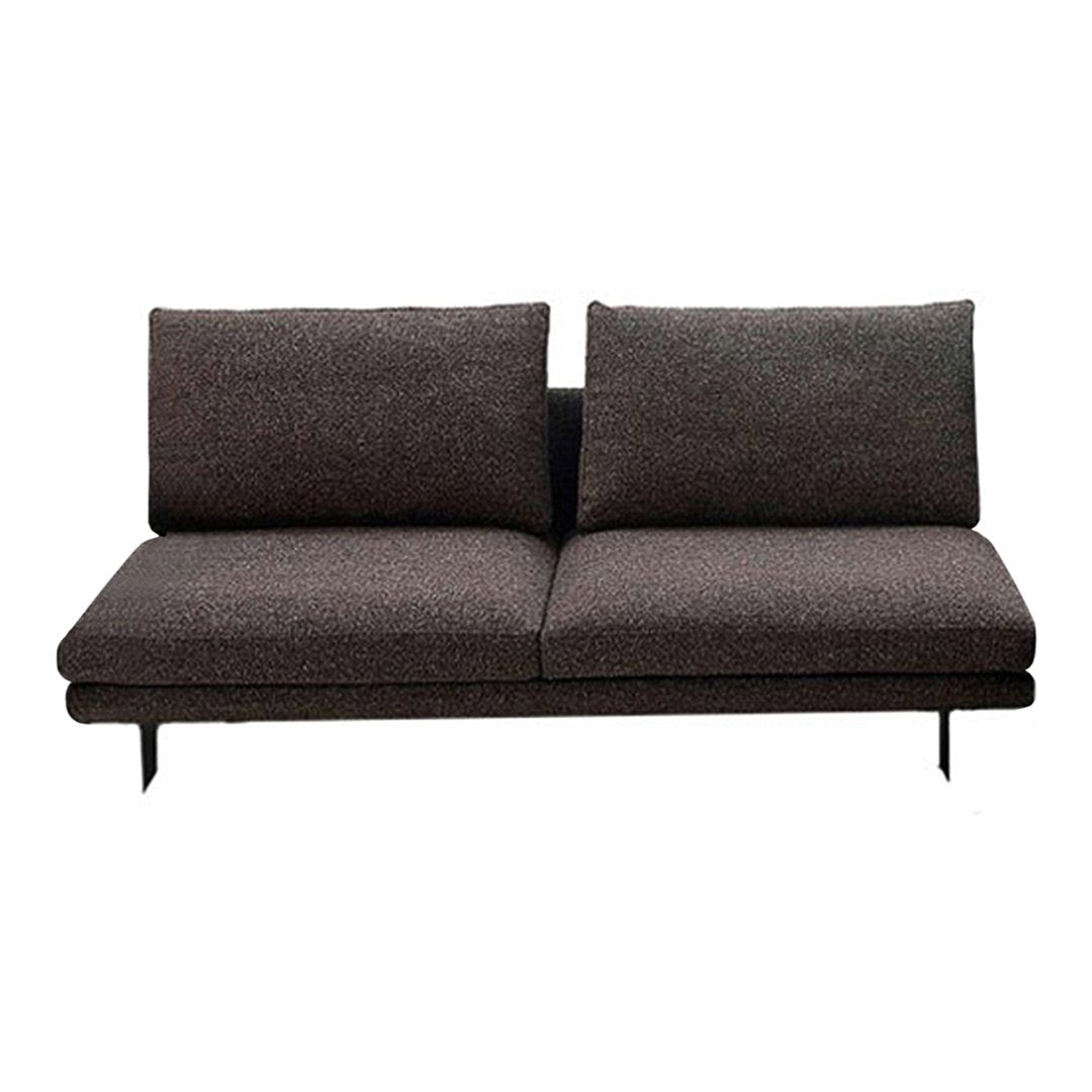 Stylish dark gray sofa with smooth, modern upholstery and minimalist design. Ideal for contemporary living spaces.