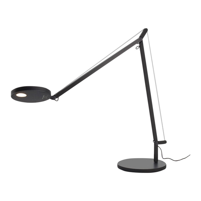 Sleek black desk lamp with a minimalist design and white LED light accent. Modern style complements any décor.