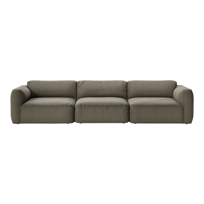Soft gray modular sofa with clean lines and a textured fabric pattern for stylish living spaces.