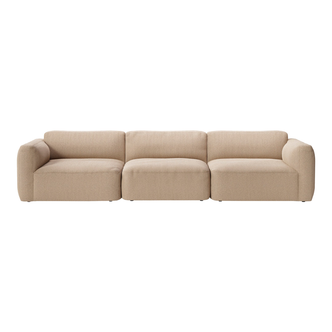 Cozy beige 3-seater sofa with a soft, textured fabric and minimalist design, perfect for modern interiors.
