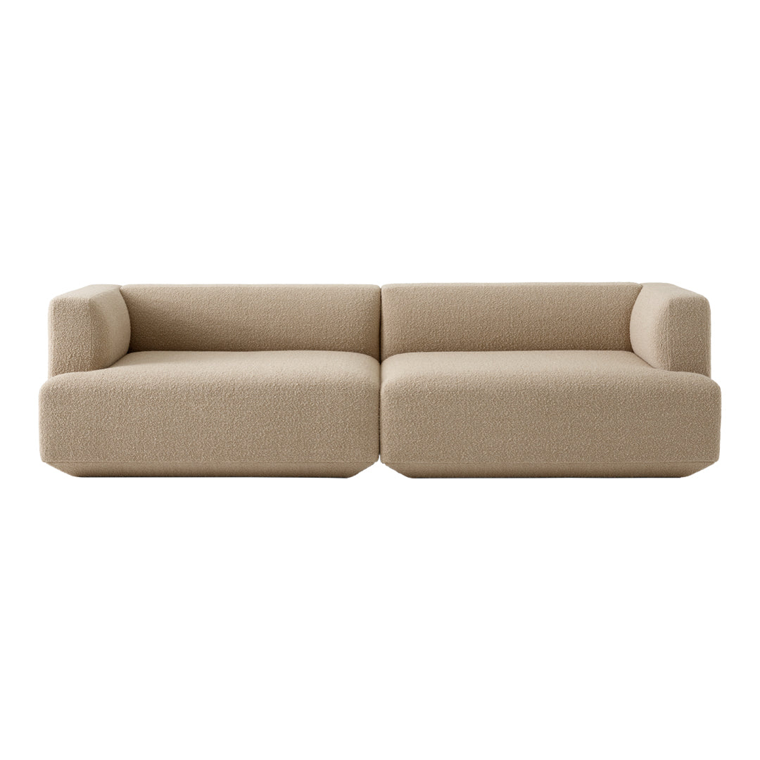 Beige modular sofa with a smooth, textured fabric and minimalist design. Perfect for modern interiors.