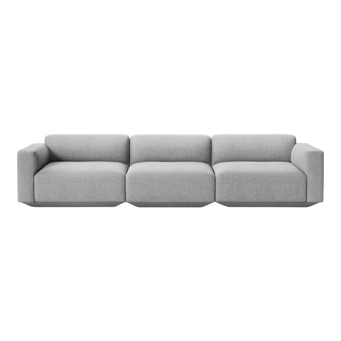 Soft gray modular sofa with clean lines and a minimalist design, perfect for modern living spaces.