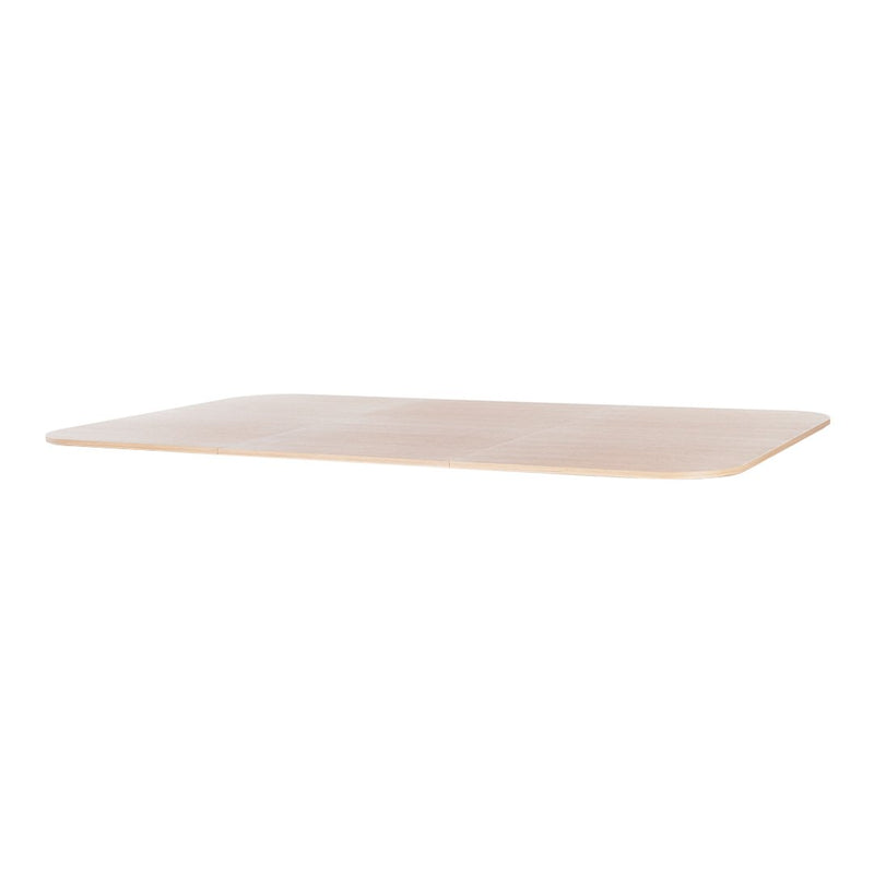 Light wood tabletop with a smooth, natural grain and soft rounded edges, featuring a pale beige color.