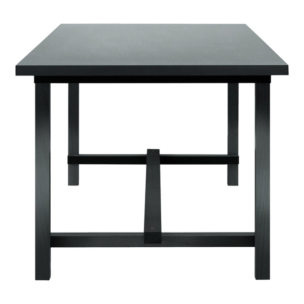 Black wooden table with a smooth, matte finish and simple, modern design. Perfect for versatile home decor.