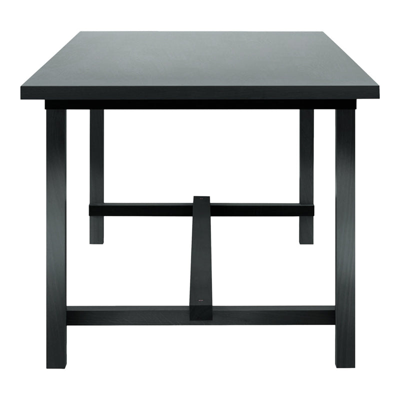 Black wooden table with a smooth, matte finish and simple, modern design. Perfect for versatile home decor.
