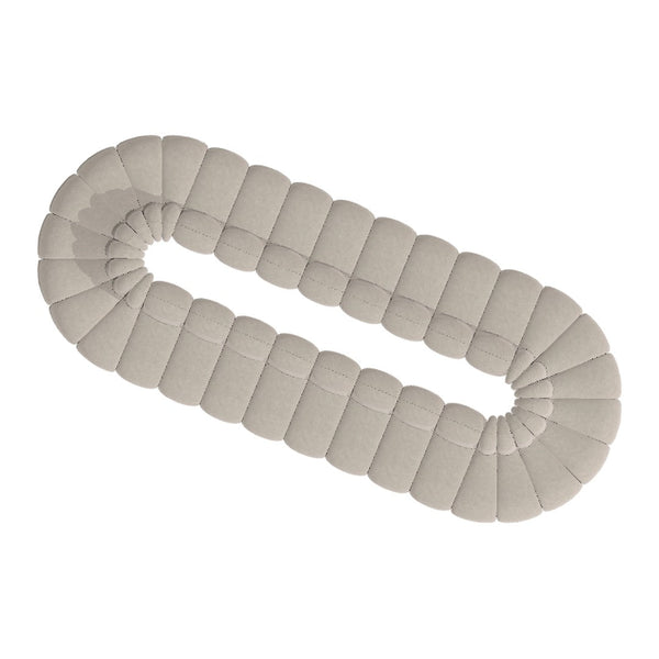 Light beige soft cushion in a rounded, segmented design with subtle stitching detail. Perfect for home decor.