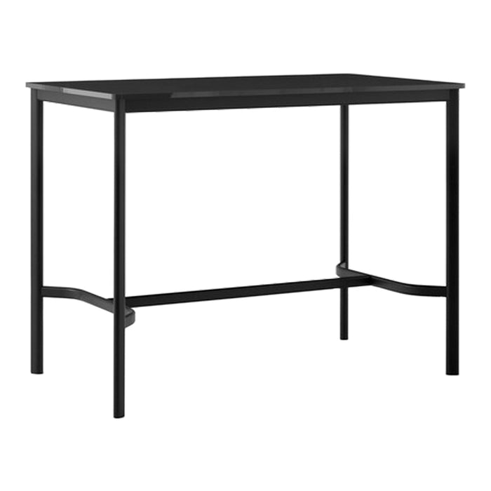 Black rectangular table with a sleek, minimalist design and smooth surface. Perfect for modern spaces.