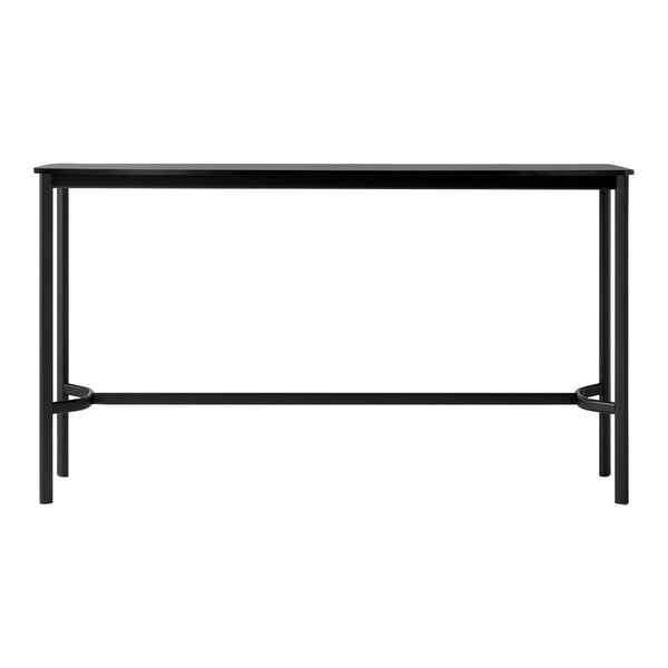 Sleek black metal console table with a minimalistic design and clean lines, perfect for modern decor.