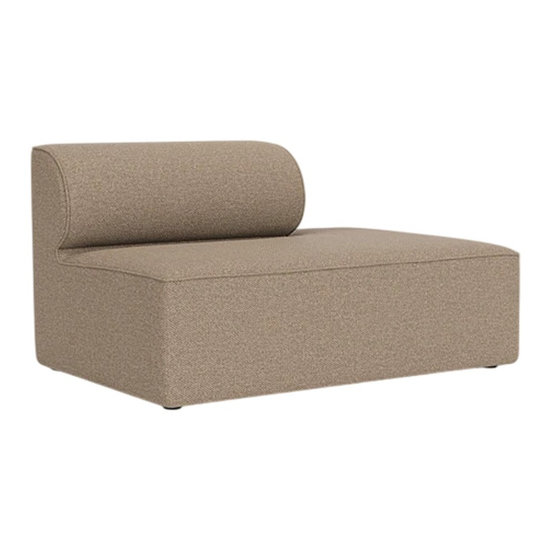Brown textured chaise lounge with a sleek, modern design and rounded backrest. Ideal for contemporary decor.