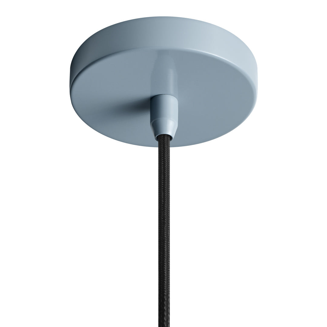 Light blue ceiling plate with a sleek black cord, offering a modern design aesthetic. Perfect for contemporary spaces.