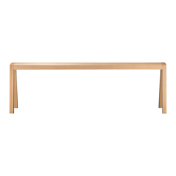 Light natural wood bench with a smooth finish and minimalistic design. Perfect for modern decor.