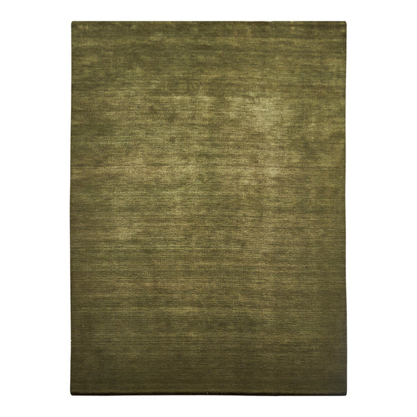 Olive green area rug with a subtle texture and no distinct patterns, perfect for modern interior decor.