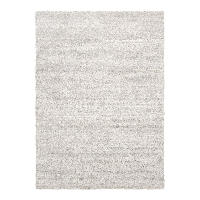 Light gray textured rug with subtle stripes, adding a modern touch to any space. Perfect for a minimalist aesthetic.