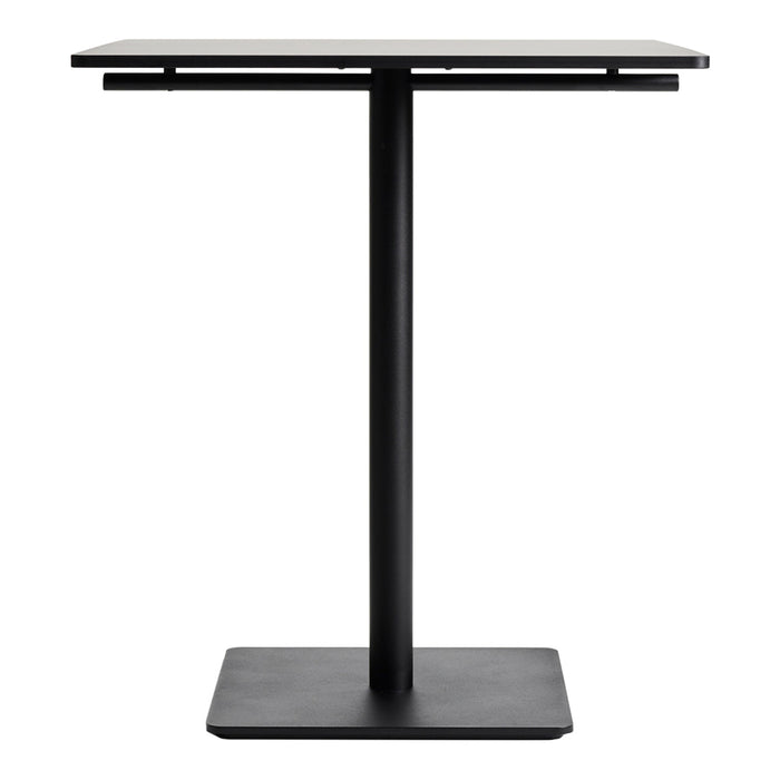 Sleek black metal table with a minimalist design and clean lines, perfect for modern decor.
