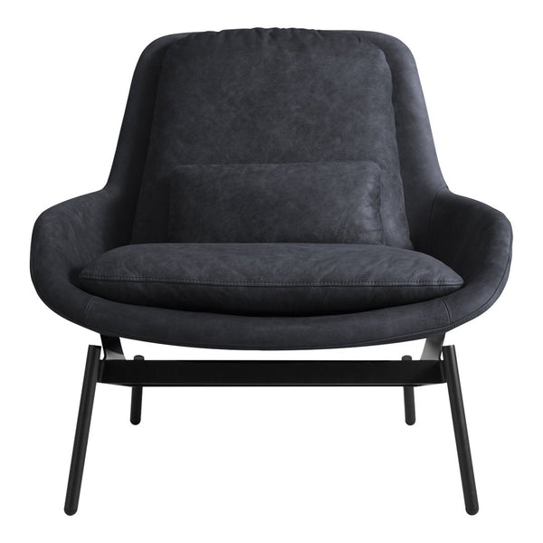Stylish dark gray upholstered armchair with sleek black metal legs and subtle texture. Perfect for modern interiors.