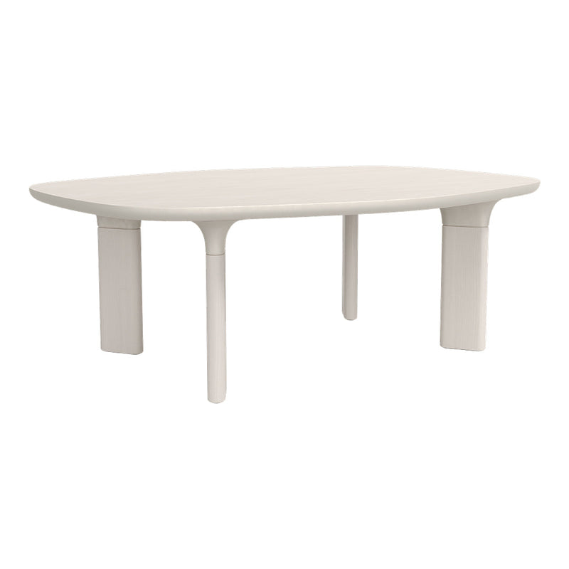 Modern light beige rectangular dining table with a smooth surface and sleek legs. Ideal for contemporary interiors.