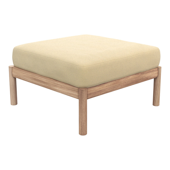 Beige cushion with a smooth texture on a light wood frame, perfect for modern decor.