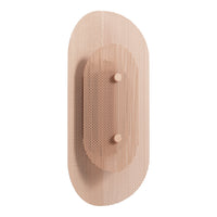 Minimalist peach wall hook with a textured mesh pattern and two rounded knobs for a modern touch.