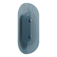 Textured light blue wall hook with a modern design, featuring an oval shape and subtle dotted patterns.