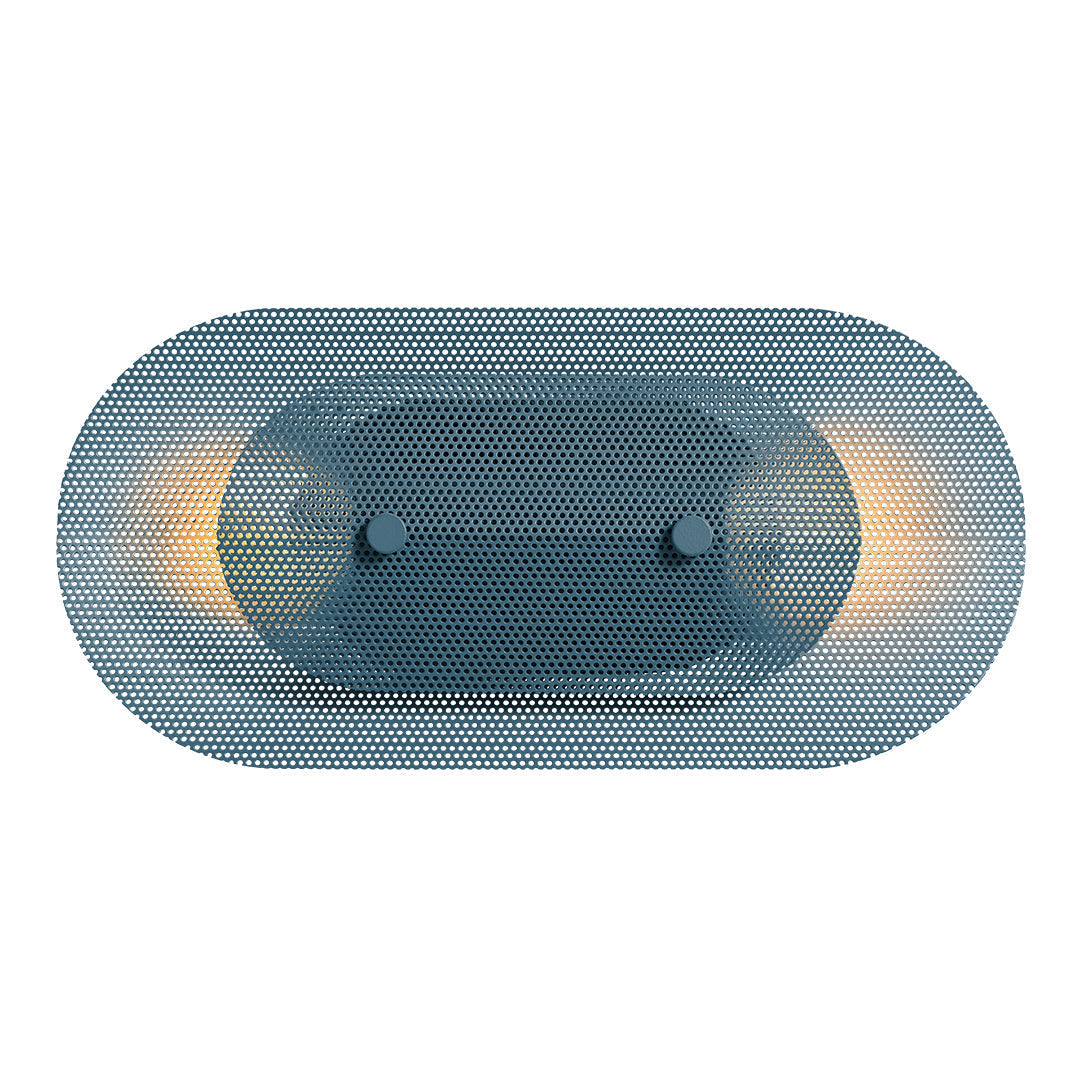 Sleek oval bathtub in a soothing gradient of blue with subtle patterns and soft lighting accents.