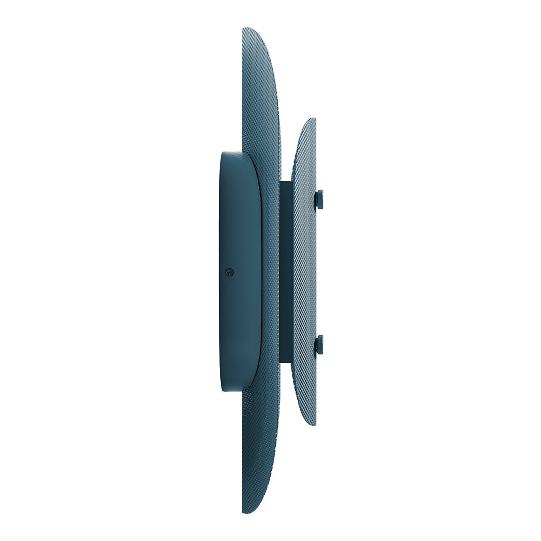 Sleek dark teal wall-mounted shelf with smooth, minimalist design and curved edges for modern decor.