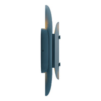 Modern wall lamp featuring a sleek blue finish with smooth, curved patterns for a stylish accent.
