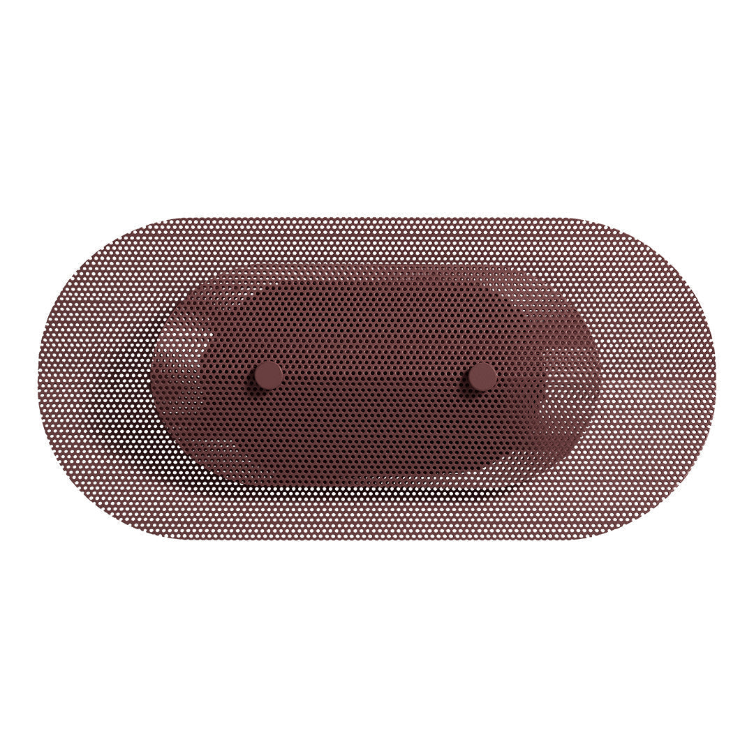 Round maroon tray with a textured pattern and subtle raised dots, featuring smooth edges for a stylish look.
