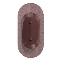 Rust-colored oval wall decor with a textured pattern and two rounded knobs, adding a modern touch to any space.