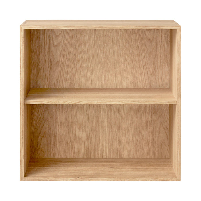 Natural oak wood bookshelf with a smooth, light finish and clean, minimalist design.