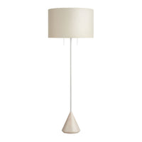 Elegant white floor lamp with a cream shade and minimalist cone base, perfect for modern decor.