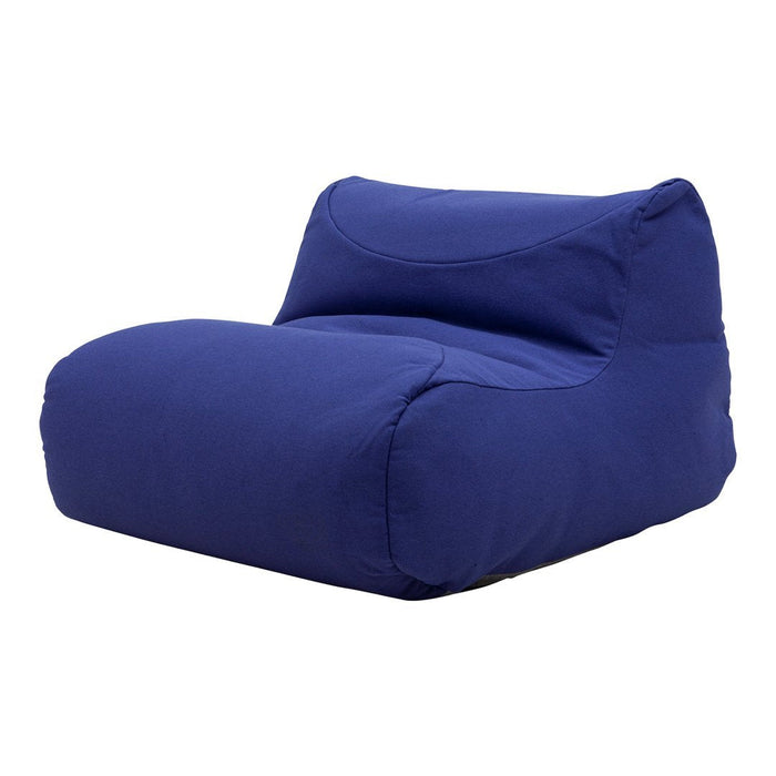 Navy blue bean bag chair with a smooth, solid fabric design for modern, casual seating.