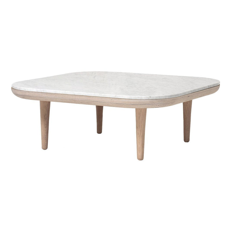 Light beige tabletop with a smooth finish and natural wood legs, featuring a minimalist design.
