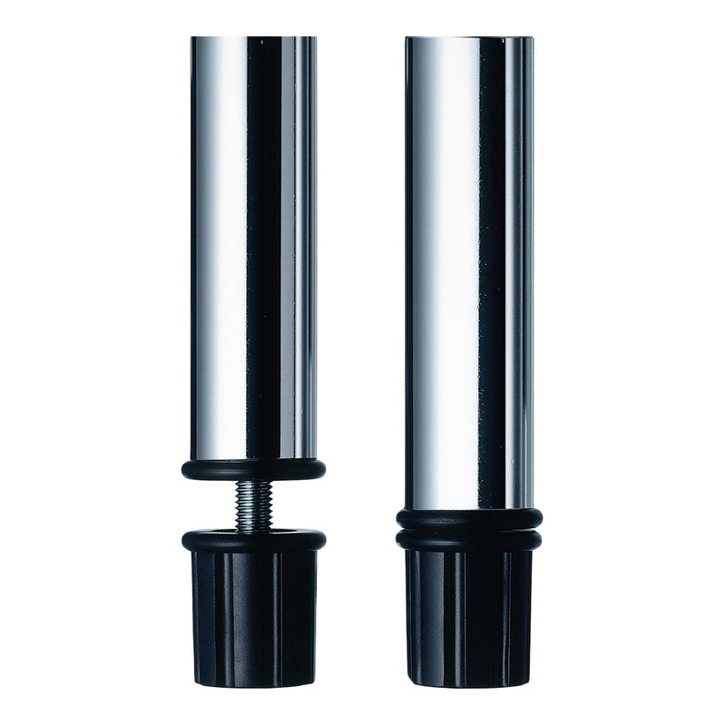 Polished chrome and matte black dual tube design, sleek and modern for a stylish finish.