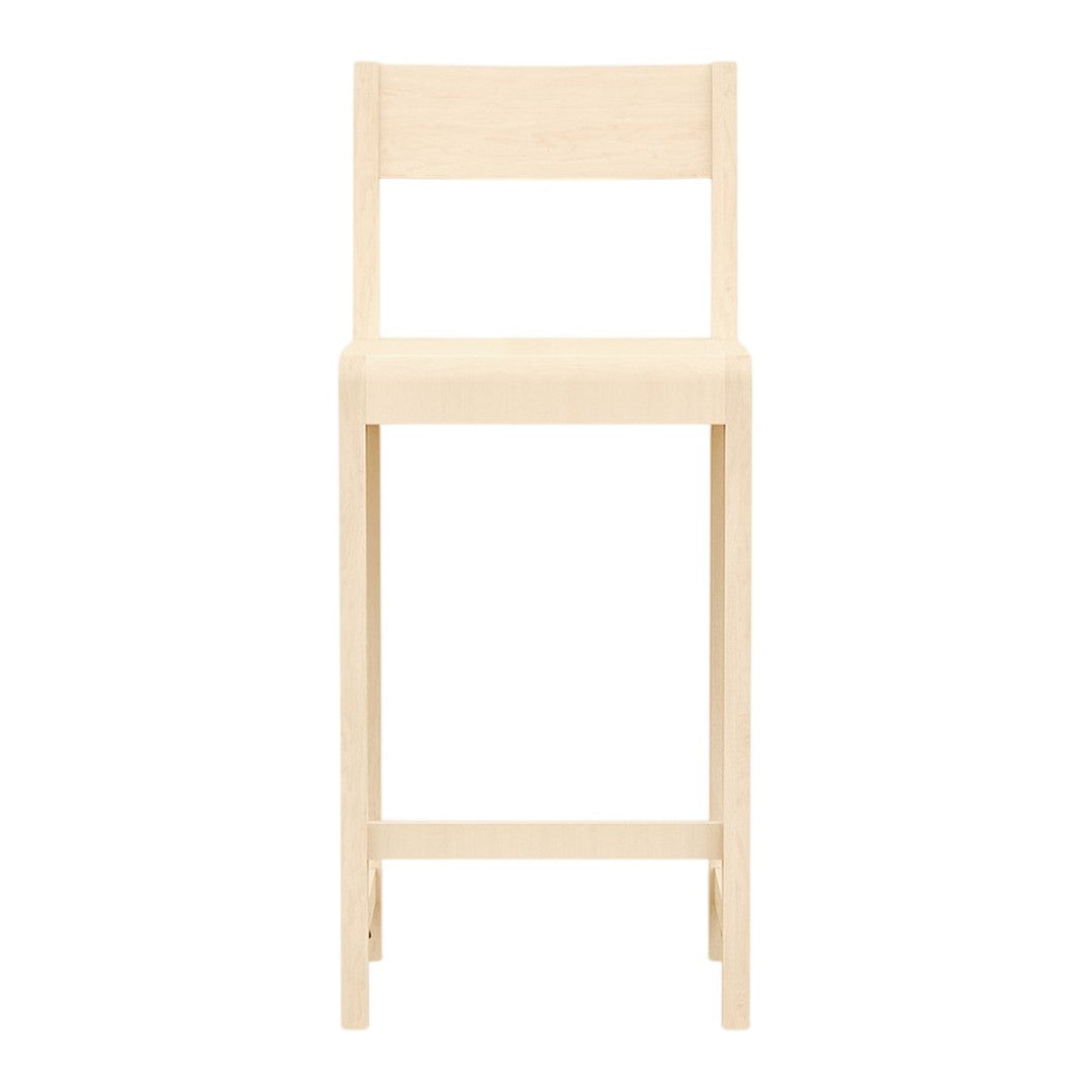 Light natural wood barstool with a simple, minimalist design and a smooth, unblemished finish.
