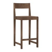 Brown wooden bar stool with a simple, modern design and smooth finish. Perfect for contemporary decor.