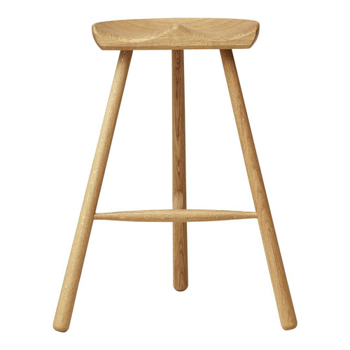 Natural wood bar stool with a smooth finish and minimalist design, featuring light oak tones and sleek lines.