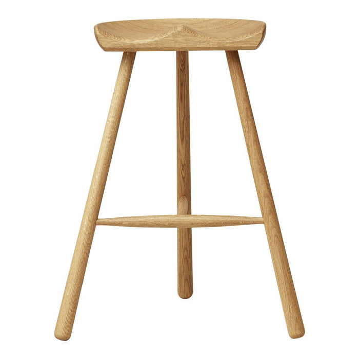 Natural wood bar stool with a smooth finish and minimalist design, featuring light oak tones and sleek lines.